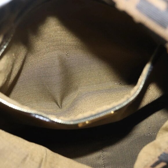 FENDI Zucca Canvas Shoulder Bag Black Brown gold Auth 141407 - Picture 13 of 16